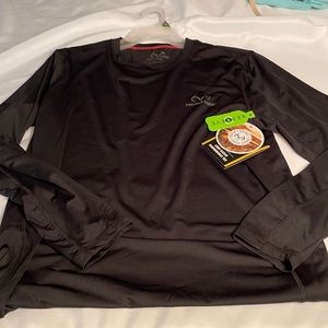 Realtree Mens Long Sleeve performance scent control black medium tee NWT hunting